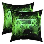 Loussiesd Youth Gaming 2er Set Pillow Covers Player Pillow Cover 55x55cm for Couch Sofa Bed Game Controller Pillow Cover Modern Game Console Action Keys Geometry Sofa Cushion Green