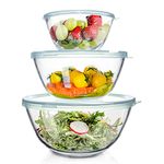 WhiteRhino Glass Mixing Bowls with Lids Set of 3, Large Kitchen Salad Bowls, Space-Saving Nesting Bowls, Round Glass Serving Bowls for Cooking,Baking,Prepping,Dishwasher Safe-1000 * 2500 * 4200ml