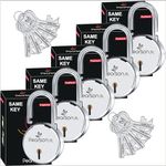 Pearson.fit Round Padlock 65mm 5 Lock Open with 10 Same Key for Flats Society Box Common Key Lock Open with 1 Key 8 Steel Lever Lock for Classroom Weather-Resistant Main Door Lock for Home