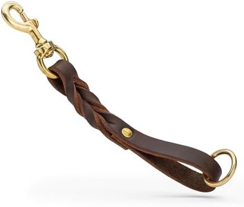Viper Braided Leather Pull Tab Dog Leash – Durable & Stylish Training Tab with Brass Snap, 10in Long | Quick Control & Off-Leash Obedience Training