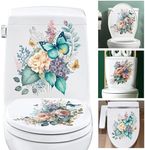 DRWSSR Toilet Seat Lid Stickers Peony Butterflies Bathroom Toilet Seat Lid Cover Decals DIY Removable Bouquet Toilet Stickers for Cistern Bathroom WC Restroom Power Switch Home Decor,3 Sheets