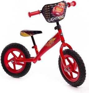 Huffy Disney Cars Balance Bike for Kids 3 - 5 Year Old Boy or Girl ft Lightning McQueen 12" Wheels Red, 60lbs (27kg) max.