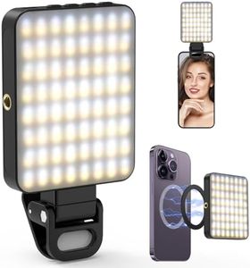 128 LEDs Portable Selfie Light, [Magnetic Function] Diyife Rechargable Phone Light with Clip, 20H Long-Lasting,10 Brightness Level, Video Light for Video Conference, Broadcasting, Live Streaming, Vlog