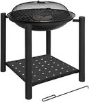 Maxkon Fire Pit, 26in Fire Pits for Outside Wood Burning Firepit BBQ Grill Steel Fire Bowl with Spark Screen Cover, BQQ Grill, Poker for Camping Beach Bonfire Picnic Backyard Garden