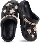 Garden Clogs for Women and Men with Bling Chain and Charms,Slip On Water Shoes with Arch Support Quick-Dry Casual Sandals Comfortable Slippers
