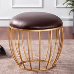 nestroots Ottoman Stool for Living Room Stool for Sitting |Metallic Ottoman Stool for Bedroom pouffes Side Table (16 inch Brown cage)