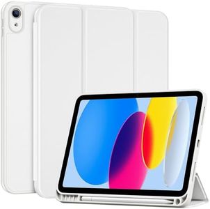 ProCase for iPad (A16) 11th Generation 11 Inch 2025/ iPad 10th Generation 10.9 Inch 2022 Case with Pencil Holder, Hybrid Cover with Soft TPU Back, Supports Touch ID, Auto Wake/Sleep -CloudWhite