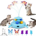 3-in-1 Interactive Cat Toys, Automatic Boredom Relief Kitten Toys, Smart Kitten Toy with 360°Electric Rotating Butterfly, Random Moving Ambush Feather, Cat Toy Track Balls, Cat Interactive Toys