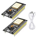 WayinTop 2pcs WiFi Development Board for ESP32 ESP-32S ESP-WROOM-32 2.4 GHz Dual Cores WLAN WiFi + Bluetooth 38 Pin Microcontroller + 1M Micro USB Cable for Arduino IDE