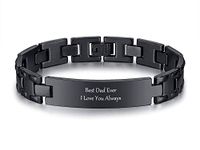 VNOX Customize Personlized Elegant Black Stainless Steel Adjustable Link Biker Bracelet for Dad Husband Boyfriend, 8.3 inches, Stainless Steel