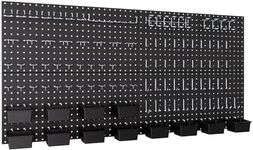 INCLY 158PCS Metal Pegboard Wall Organizer, 48x24 Inch Black Pegboard Panels Tool Organizer Kit with Accessories Hooks and Bins, Peg Board Utility Tool Storage for Garage Workbench Shed