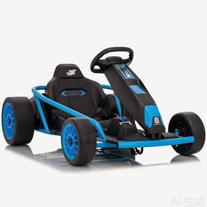 24V Go Kart for Kids 8-12 Years, 300W*2 Extra Powerful Motors, 9Ah Battery 8.1MPH High Speed Drifting with Power Display,Music, Horn, Max Load 155Lbs Outdoor Ride On Toy for Teens, New-Version Blue