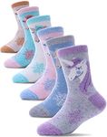 Merino Wool Socks for Kids Boys Toddlers Girls Thick Thermal Warm Winter Stocking Fillers Kids Walking Socks for Girls Boys Heavy Cosy Crew Hiking Boot Gift Unicorn Socks 6 Pack(Unicorn,4-7 Y)