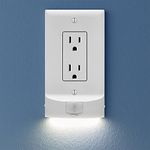 4 Pack, SnapPower MotionLight [for Standard OUTLETS] - Motion Detecting LED Night Lights Built-in to Wall Plate - Bright/Dim/Off Options - Automatically On/Off Sensor - (White, Decor)