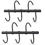 2Pcs Tack Rack with Swivel Hooks,5 Hook Portable Bridle Rack for Horse Tack Holder Stall and Fence(Black)