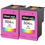 NineLeaf 2PK Remanufactured Ink Cartridge 304XL 304 XL Compatible for HP Deskjet 2630 2632 3720 2622 3750 3760 Envy 5030 5020 5010 5032 5050 Printer, 1 Black 1 Colour