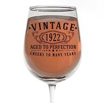 Vintage 1922 Printed 16oz Stemmed Wine Glass - 102nd Birthday Gifts for Women - Cheers to 102 Years Old - 102nd Decorations for her - Best Engraved Wine Gift Ideas for Women - Mom Grandma 2.0