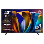 Hisense 108 cm (43 inches) E6N Series 4K Ultra HD Smart LED Google TV 43E6N (Black)