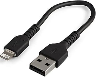 StarTech.com 6 inch (15cm) Durable Black USB-A to Lightning Cable - Heavy Duty Rugged Aramid Fiber USB Type A to Lightning Charger/Sync Power Cord - Apple MFi Certified iPad/iPhone 12 (RUSBLTMM15CMB)