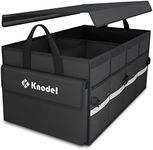 K KNODEL Car Trunk Organizer with Lid, Collapsible Car Trunk Storage Organizer, Car Organizer and Storage for SUV, Truck, Sedan (2C, Black)