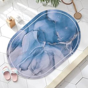 Kuber Industries Bath Mat | PVC Bathroom Mat | Shower Bath Mat | Floor Tub Mat | Diatom Mud Oval Mat | Anti-Skid Shower Bathroom Mat | CF-220814 | Multi