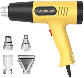Heat Gun 1600W for Vinyl Wrap,Crafting,Shrink Tubing,Paint,Epoxy Resin,Candle Making,Adjustable Temperature,Overload Protection Hot Air Gun Kit Nozzles (Yellow, Two-Gear Button Temperature Control)