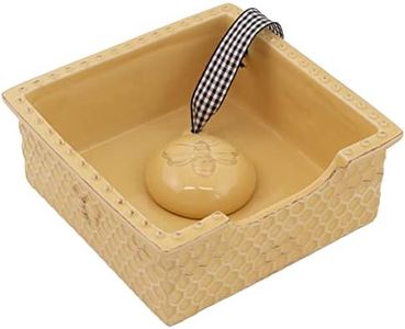 Boston International Embossed Stoneware Napkin Holder Caddy, Cocktail Size, Honeycomb