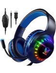 Pacrate RGB Gaming Headset for PS5 PS4 Nintendo Switch Mac PC Xbox Headset PS4 Headset with Microphone, 3.5mm Jack Wired Headset with Noise Cancelling Microphone, Soft Memory Earmuffs