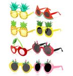HIPIHOM 8Pcs Fruit Eyeglasses Adult Kids Funny Sunglasses Dress Props for Hawaiian Beach Luau Theme Party Supplies
