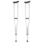 BQKOZFIN Crutches Adults (1 Pair), 9-Level Height Adjustable Aluminum Crutches, Lightweight Design, Rubber Footrest, Non-Slip,Suitable for Adult 5'7" to 6'4"(170-193cm)