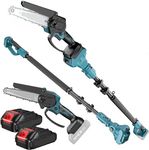 VENEKETY 2-IN-1 Cordless Pole Saw & Mini Chainsaw, 6-inch Brushless Chain Saw with 2x 2.0Ah Battery 5.5-Foot MAX Reach Pole Saw for Wood Cutting Garden 2024 UPGRADE CH1000