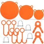 Syhood AR500 Steel Targets 3/8''-Gong Target Hanging Kit Include 3 Pcs 3.94"/5.91"/7.87" Steel Shooting Targets Metal Targets 6 Pcs Hang Hooks 2 Pcs Leg Brackets 4 Pcs Wire Lock Pins(Orange)