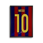 LAMRON MESSI Jersey Wall Decoration Art Framed Poster, 12 Inch x 18 Inch, Glass with 0.5 Inch Black Wooden Frame