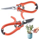 Supvox® Mini Gardening Scissors 2-Pack - 15CM Gardening Pruning Shears & 17CM Flower Thinning Shears - 3mm High Carbon Steel - Anti-Rust with Safety Lock Suitable for Flowers, Bonsai, Garden Plants