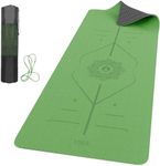 ROMIX Pro Yoga Mat with Alignment Lines 6mm, Non-Slip Ultra Lightweight Sweat Resistant Eco-Friendly Gym Workout Mat with Carry Bag and Strap for Women Men for Pilates Gymnastics (Green)