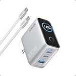 Anker Charger, 100W Max USB C Charger Block, 3-Port GaN and Ultra-Compact Wall Adapter, Smart Displayand Touch Control, for MacBook, iPad, iPhone 17/16 Series, and More (Non-Battery)