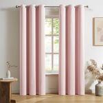 DUALIFE Baby Pink Curtains Blackout 90 Inch Length - Black Out Drapery Room Darkening Curtains for Nursery Thermal Insulated Grommet Curtain Panel Pair 34 x 90 Inches Long, 2 Panels