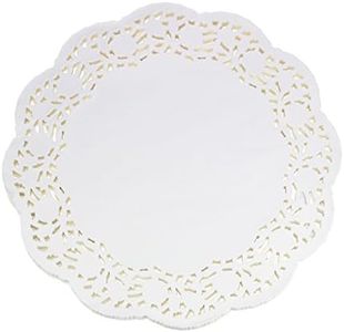 LJY 100 Pieces White Lace Round Paper Doilies Cake Packaging Pads Wedding Tableware Decoration (13.5 Inch)