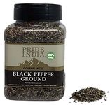 Pride of India – Black Pepper Ground – Ideal for Gourmet Dishes/Soups/Stews/Rubs – Fresh & Preservatives Free – Warming Spice – Easy to Store – 8oz. Medium Dual Sifter Jar