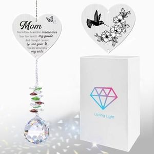 Memorial Gifts for Loss of Mom, Sympathy Gifts for Loss of Mom, Mom in Heaven Memorial Crystal Suncatcher for Window Home Decor (Mom)