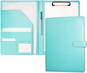 Clipboard Folder Padfolio Clipboard, Writing Portfolio Faux Leather Clipboard with Cover for Legal Pad Holder Letter Size A4 8.5 x 11 for Business Conference Notepad Clip Boards (Pale Turquoise)