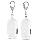 ORIA Personal Alarm, Personal Security Alarm Keychain, 130dB Emergency Self Defense Alarms with LED Light, Supports USB Charging for Women, Kids, Elderly, White, 2 Pack