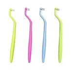 HRASY Orthodontic Toothbrush Small Tuft Toothbrush Tiny Compact Interspace Brush for Dental Implants, Braces and Teeth Detail Cleaning, 4 Pieces (4 Colors D)