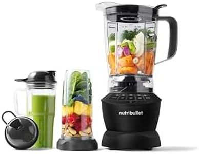 Nutribullet Full Size Blender Combo, mixeur électrique, broyeur multifonctionnel, professionnel, puissance 1200 Watt, carafe 1,9l, verres 946ml et 710ml, noir, NBF500MB