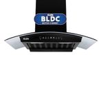 Glen 90 cm 1500 m³/hr BLDC Filterless Thermal Autoclean Kitchen Chimney, Curved Glass |(Hood RICA 90, Heat Sensor| Aeration Technology| Touch & Gesture Control,Black)