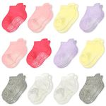 Non Slip Toddler Socks 12 Pairs Infant Baby Kids Grip Socks for Boy Girls Tphon Anti Skid Ankle Socks for 3-5 Year Children