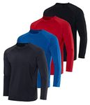 Real Essentials 4 Pack: Mens Dry-Fit Long Sleeve Rash Guard Shirt Running Swimwear UPF 50+ Sun Protection (Big & Tall), Set 5, 5X