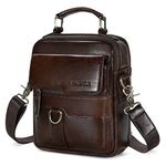 BAIGIO Men's Shoulder Bag Genuine Leather Cross Body Bag Vintage Mens Crossbody Messenger Bag Casual Satchel Handbag with Top Handle for iPad Work Travel Business