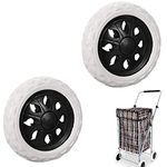 CAEEKER 2 PCS Shopping Cart Wheels Trolley Caster Replacement Shopping Trolley Wheels Trolley Travelling Luggage Cartwheel Plastic Core Foaming Wheels for Hand Pushcart, Black & White (6 Inch Dia)