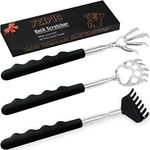 Yeipis 3 Pack Back Scratcher Metal Portable Telescoping Back scratchers with Rubber Handles, Extendable Back Massager Tool with Beautiful Box, Gifts for Men Women Kids Adults